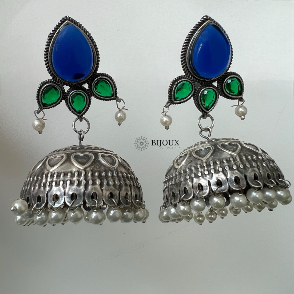 BINTY SILVER LOOK ALIKE HANDMADE JHUMKA ER244