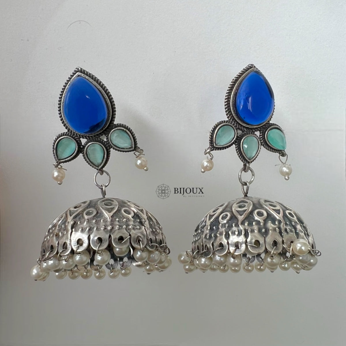 BINTY SILVER LOOK ALIKE HANDMADE JHUMKA ER244