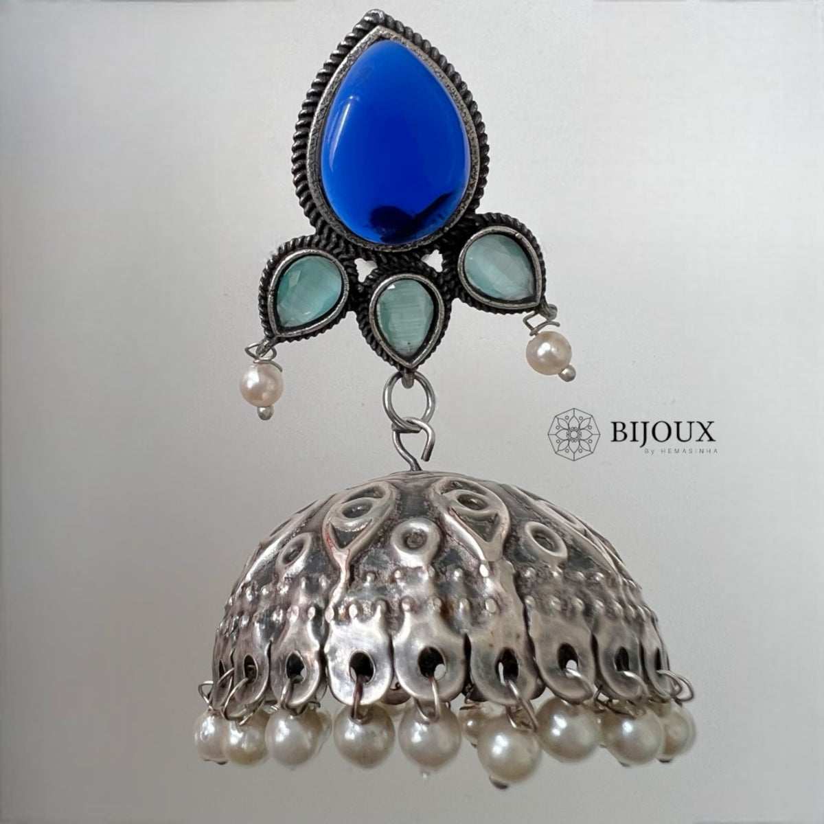 BINTY SILVER LOOK ALIKE HANDMADE JHUMKA ER244