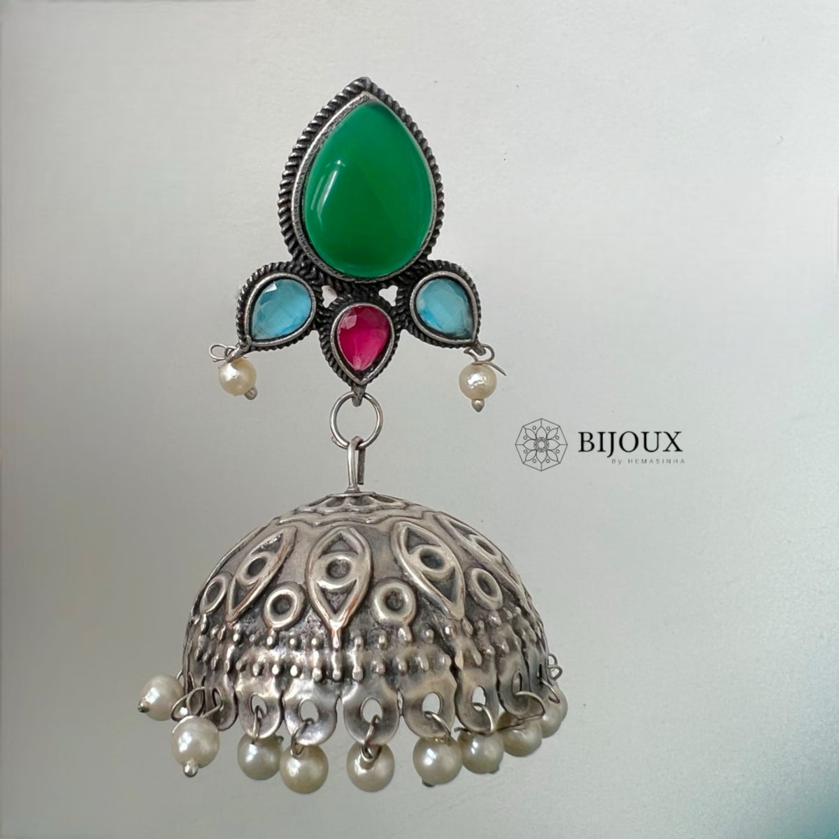BINTY SILVER LOOK ALIKE HANDMADE JHUMKA ER244