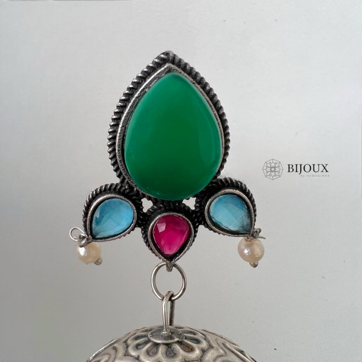 BINTY SILVER LOOK ALIKE HANDMADE JHUMKA ER244