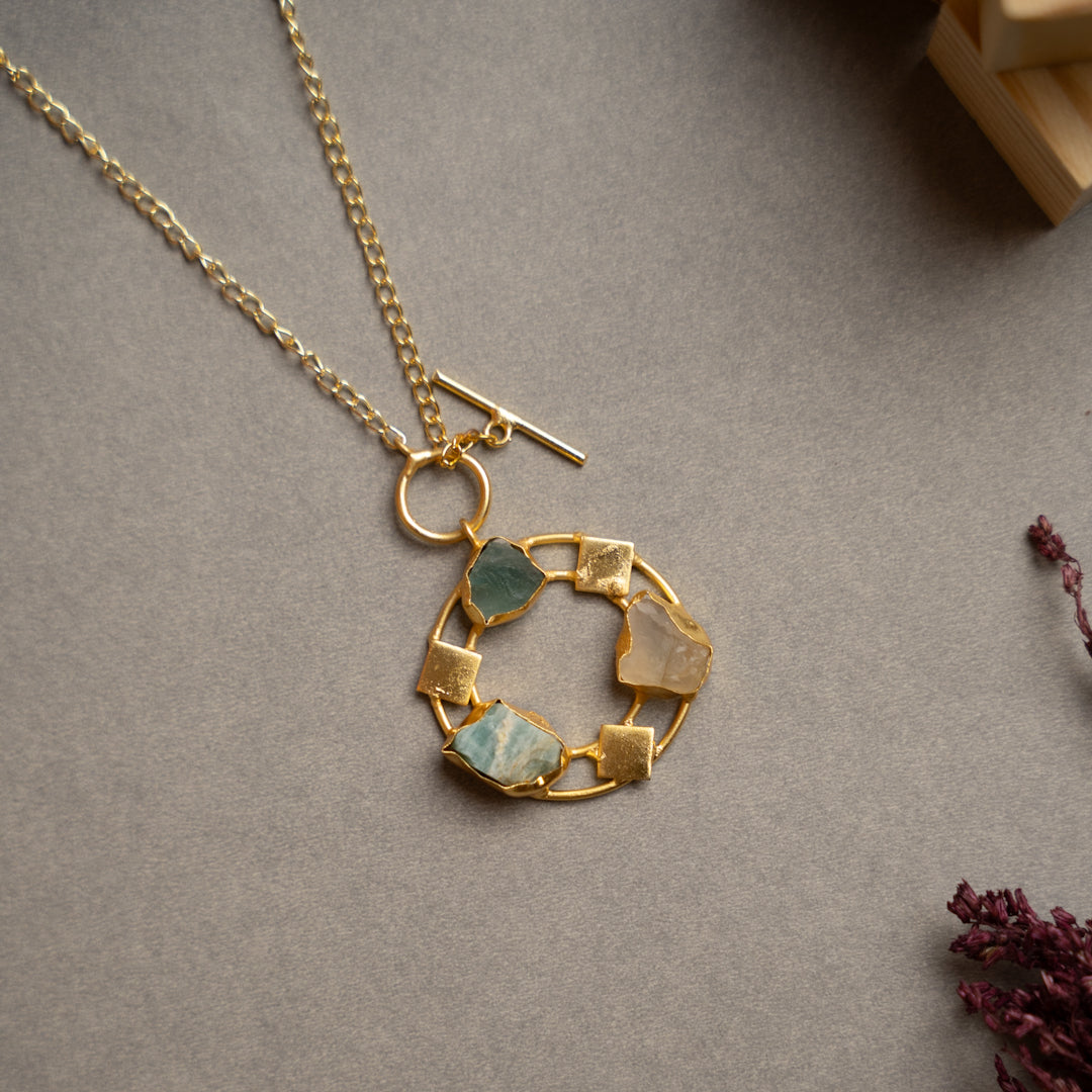 ELLIE HANDMADE RAW STONE ANTIQUE NECKPIECE/NECKLACE NL260