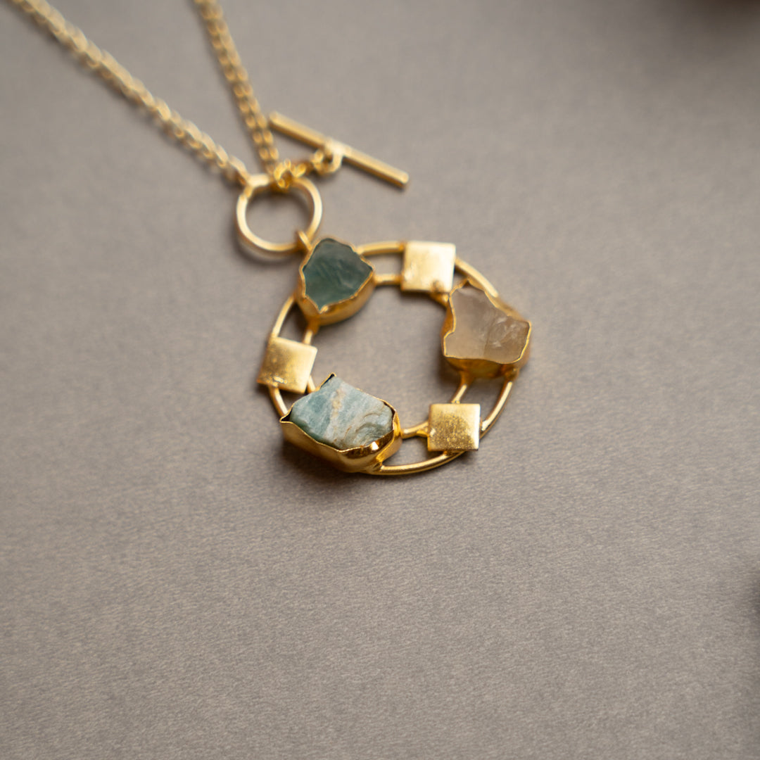 ELLIE HANDMADE RAW STONE ANTIQUE NECKPIECE/NECKLACE NL260