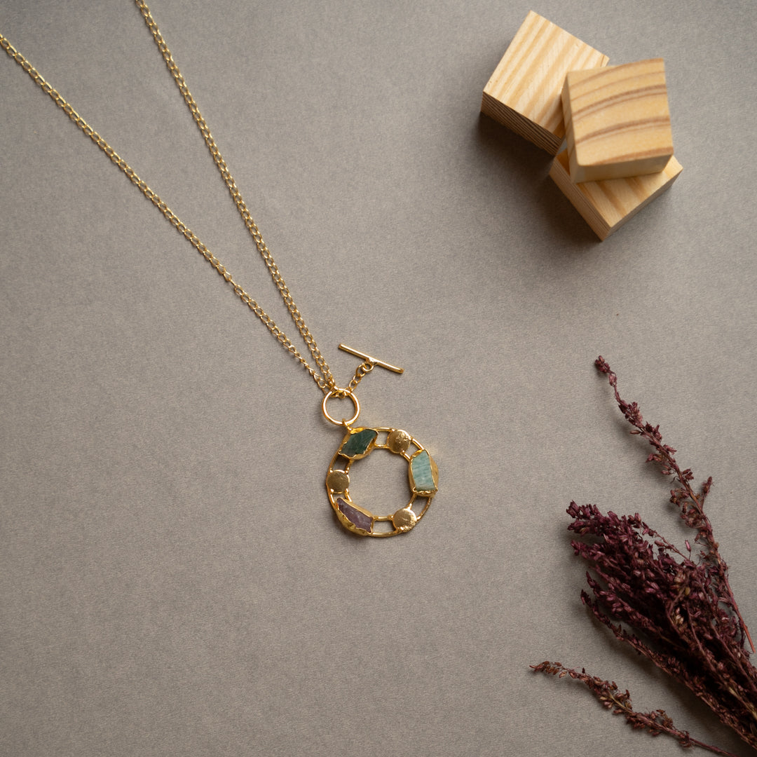 ELLIE HANDMADE RAW STONE ANTIQUE NECKPIECE/NECKLACE NL260