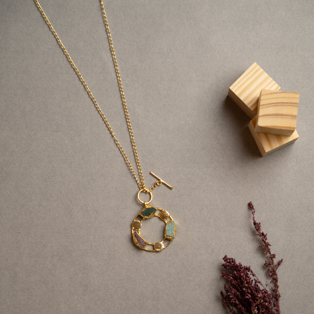 ELLIE HANDMADE RAW STONE ANTIQUE NECKPIECE/NECKLACE NL260