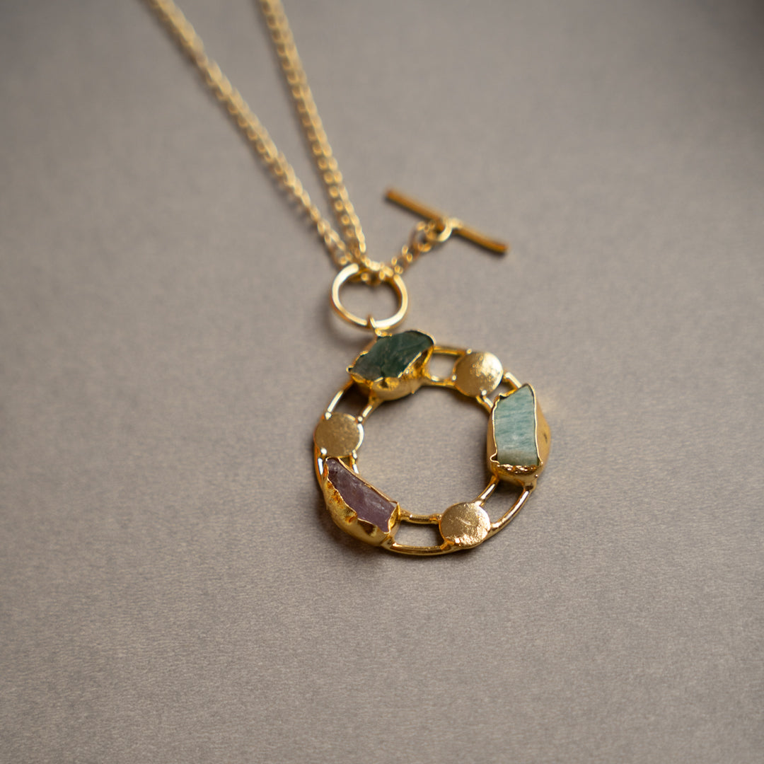 ELLIE HANDMADE RAW STONE ANTIQUE NECKPIECE/NECKLACE NL260