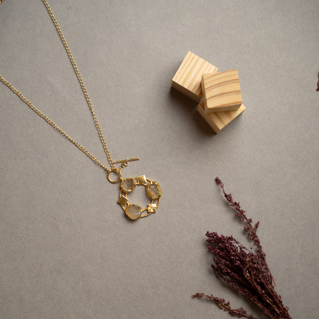 ELLIE HANDMADE RAW STONE ANTIQUE NECKPIECE/NECKLACE NL260