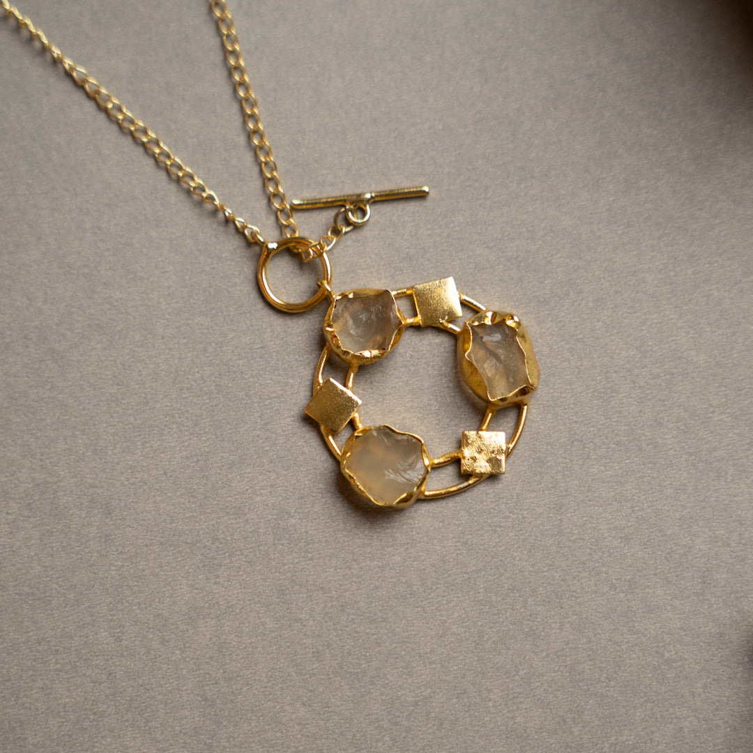 ELLIE HANDMADE RAW STONE ANTIQUE NECKPIECE/NECKLACE NL260