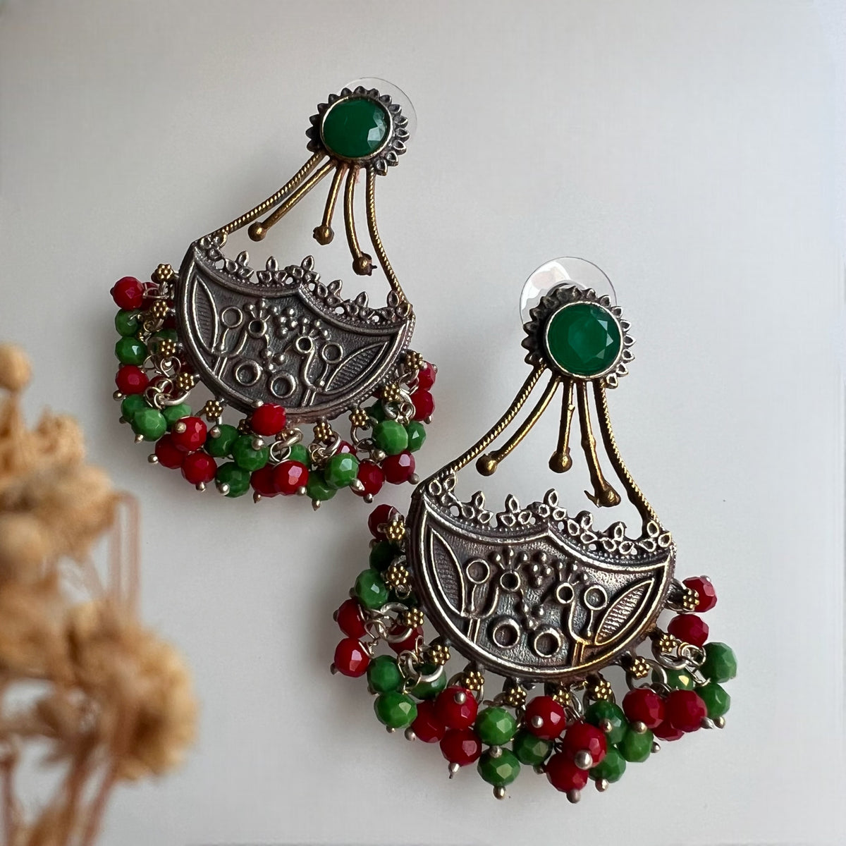 AGANYA SILVER LOOK ALIKE SEMI-HANDMADE EARRINGS ER302