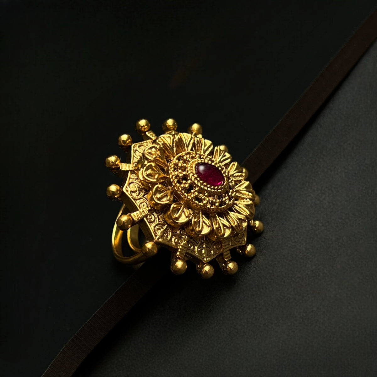 TESHITHA GOLD TONED FINGER RING R70