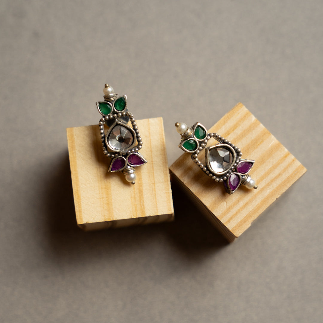 NADD FAUX SILVER BIJOUX PREMIUM AND EXCLUSIVE SEMI HANDMADE CARVING NECKLACE WITH EARRINGS NL134