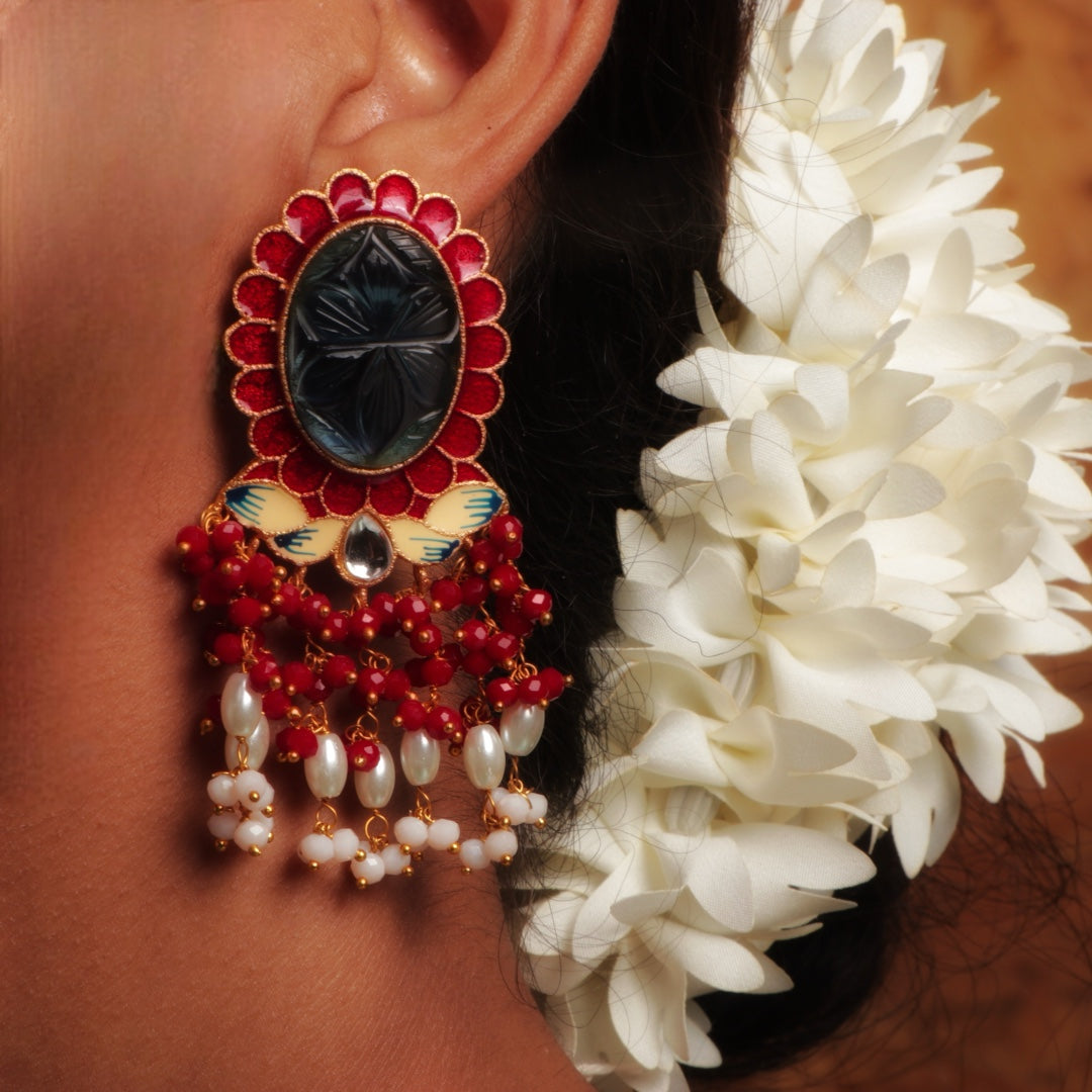 MYSTIC MEADOW HANDCARVED HANDMADE AMARPALI INSPIRED EARRING ER69