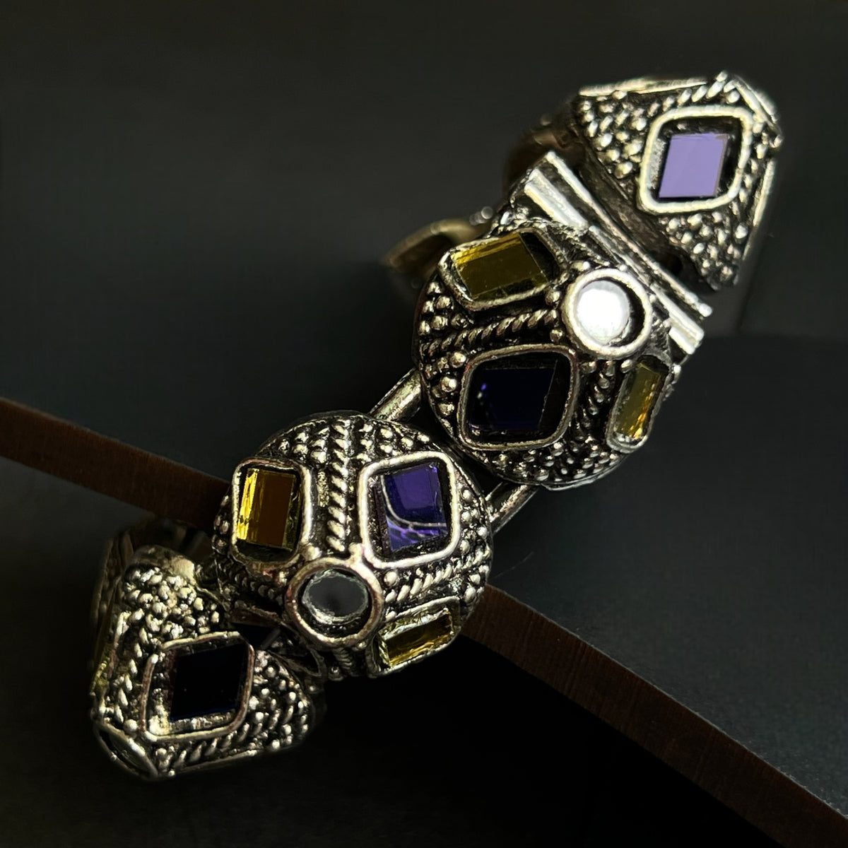 DHISHA BLACK POLISH HAND CUFFS/BRACELET/BANGLES/KADAS  BR47