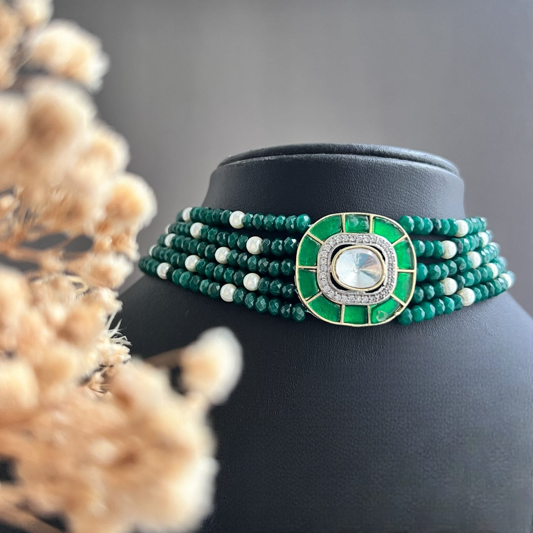 MARIA ONEX BEADS LAC AND POLKI BIJOUX PREMIUM AND EXCLUSIVE HANDMADE CHOKER CH400