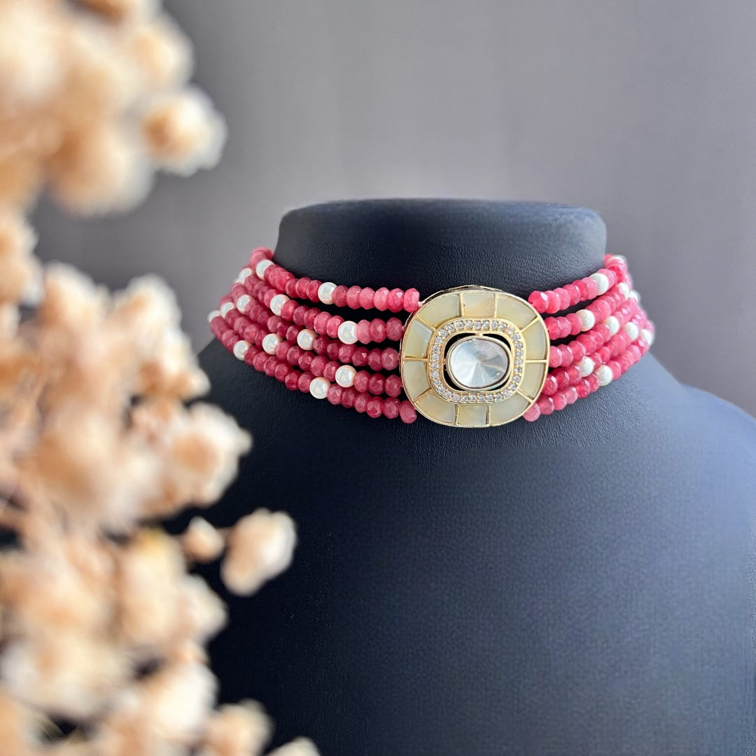 MARIA ONEX BEADS LAC AND POLKI BIJOUX PREMIUM AND EXCLUSIVE HANDMADE CHOKER CH400