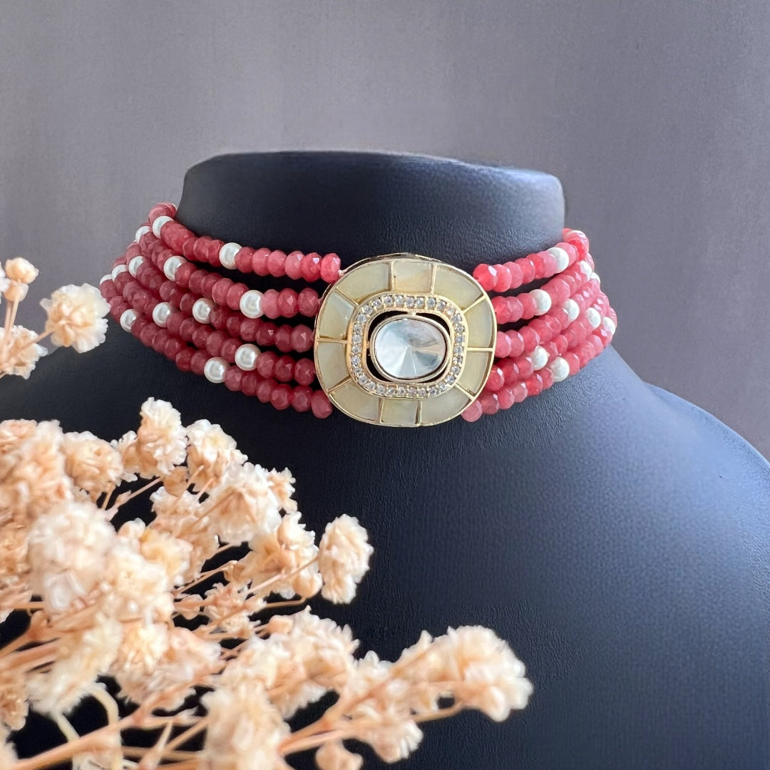 MARIA ONEX BEADS LAC AND POLKI BIJOUX PREMIUM AND EXCLUSIVE HANDMADE CHOKER CH400