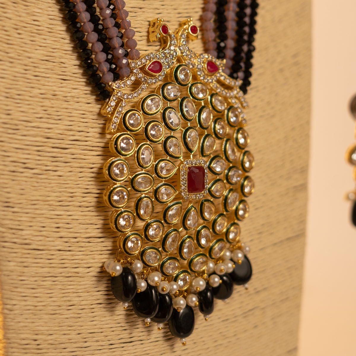 MAYILANJI CRYSTAL HANDMADE  MALA WITH EARRING ML09