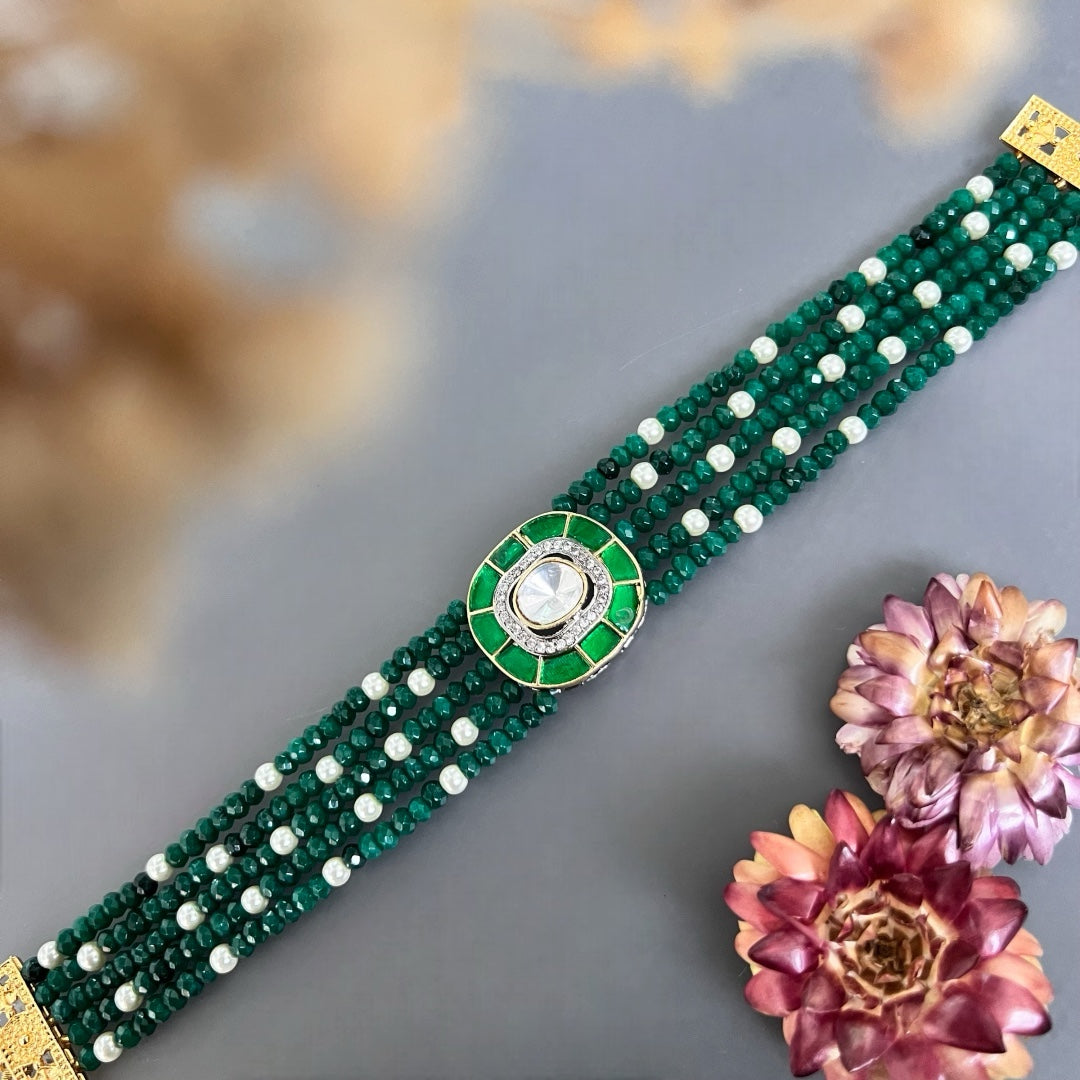 MARIA ONEX BEADS LAC AND POLKI BIJOUX PREMIUM AND EXCLUSIVE HANDMADE CHOKER CH400