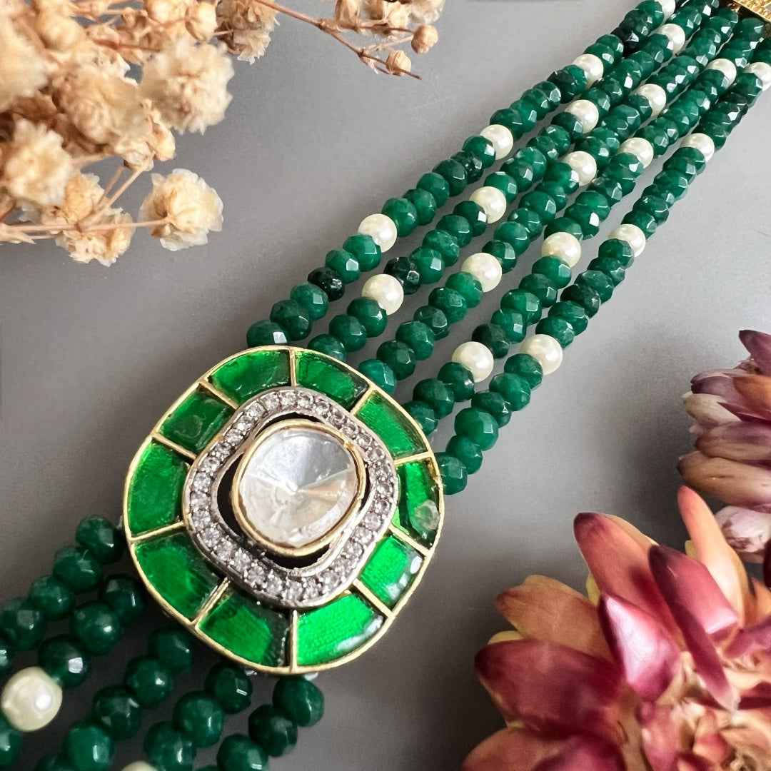 MARIA ONEX BEADS LAC AND POLKI BIJOUX PREMIUM AND EXCLUSIVE HANDMADE CHOKER CH400