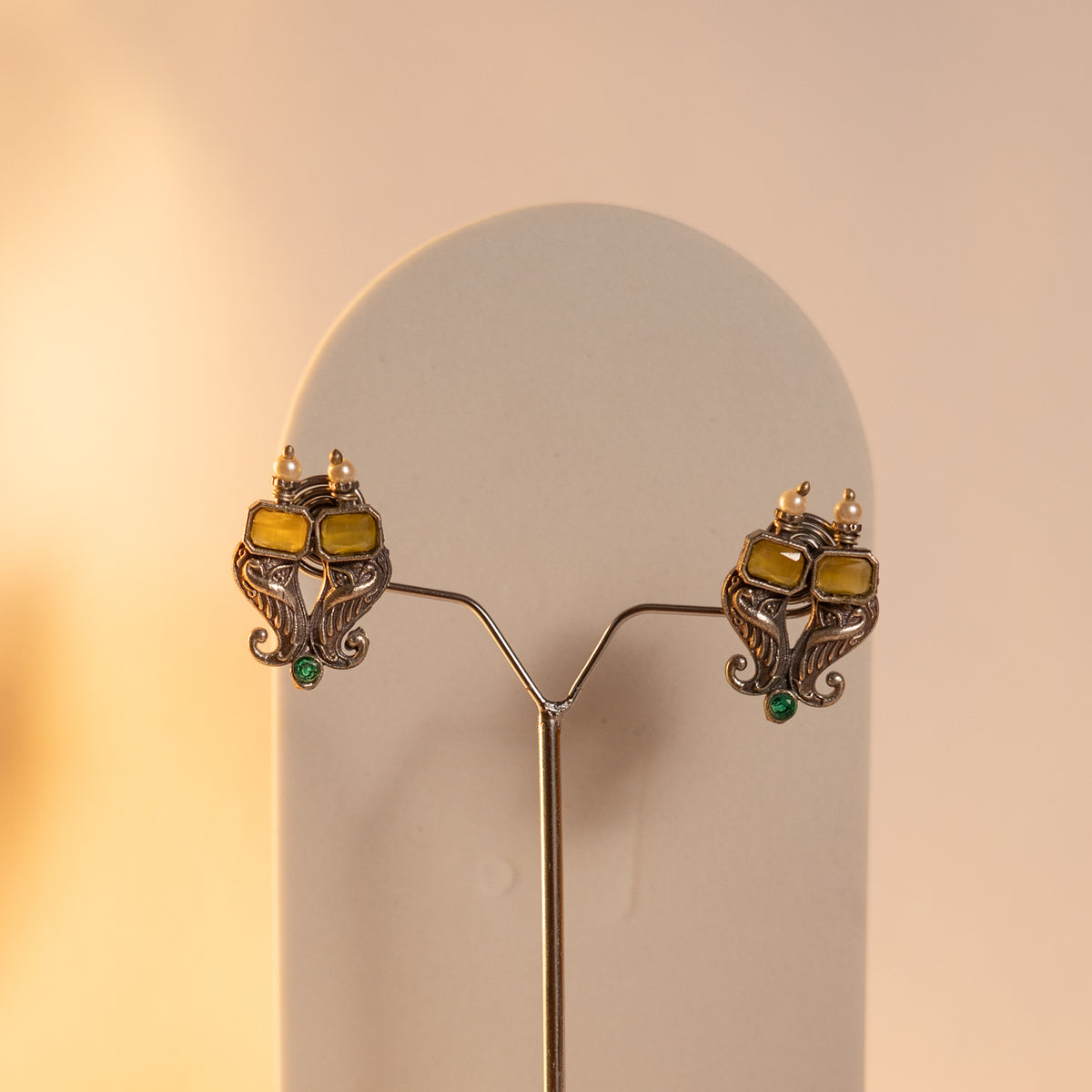 RADHANIA SILVER LOOK ALIKE ANTIQUE MALA WITH EARRINGS ML17