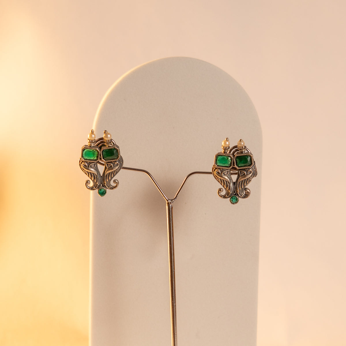 RADHANIA SILVER LOOK ALIKE ANTIQUE MALA WITH EARRINGS ML17