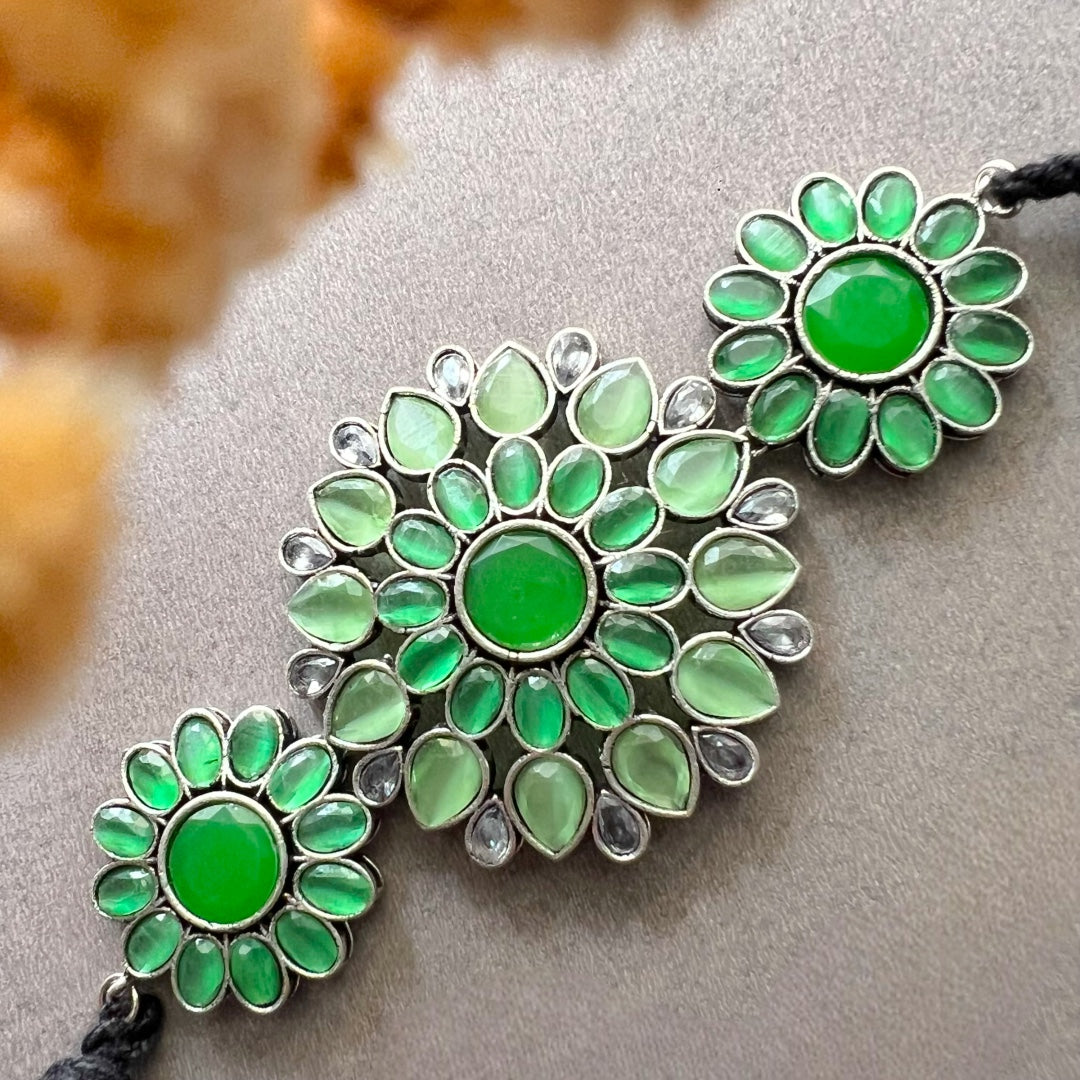 RICHU SILVER LOOK ALIKE RAW AND RUSTIC SEMI HANDMADE STATEMENT CHOKER / NECKPIECE CH56