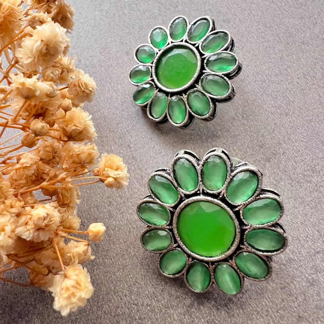 RICHU SILVER LOOK ALIKE RAW AND RUSTIC SEMI HANDMADE STATEMENT CHOKER / NECKPIECE CH56