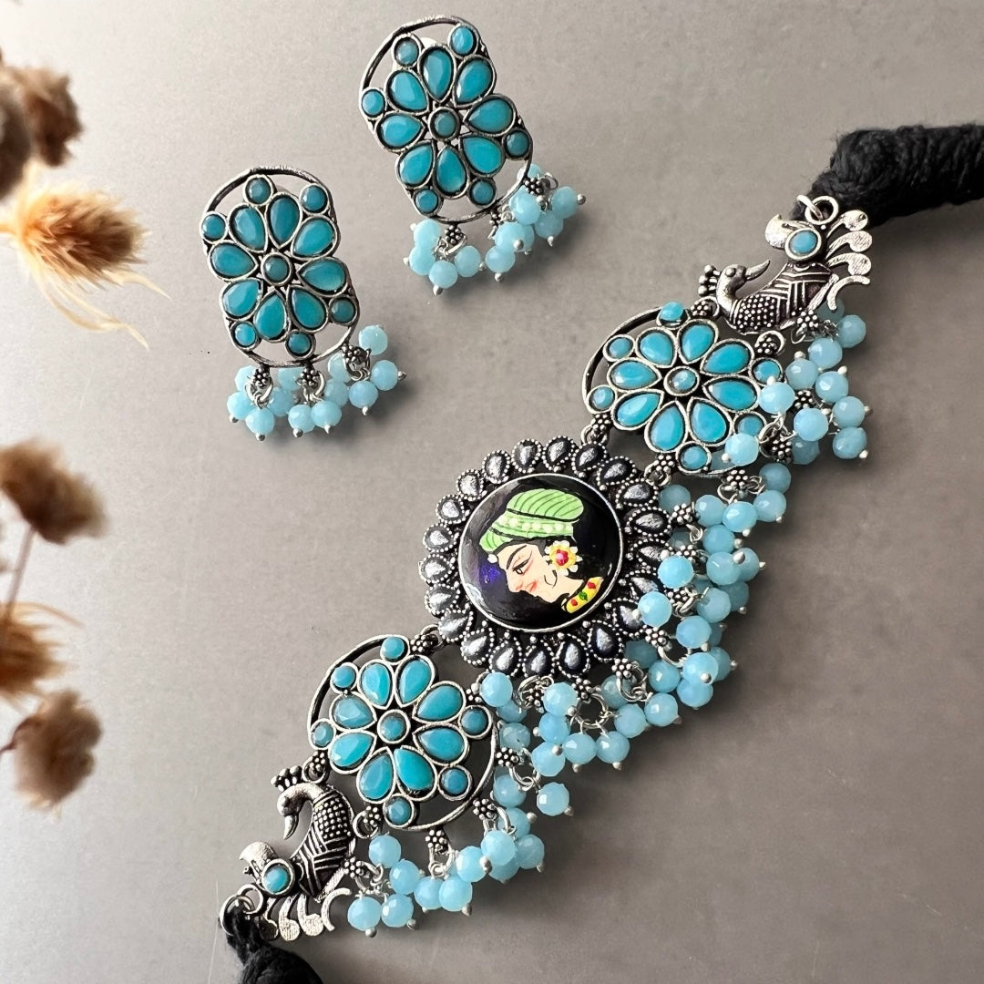 NITHA RAW AND RUSTIC SEMI HANDMADE STATEMENT CHOKER / NECKPIECE CH57