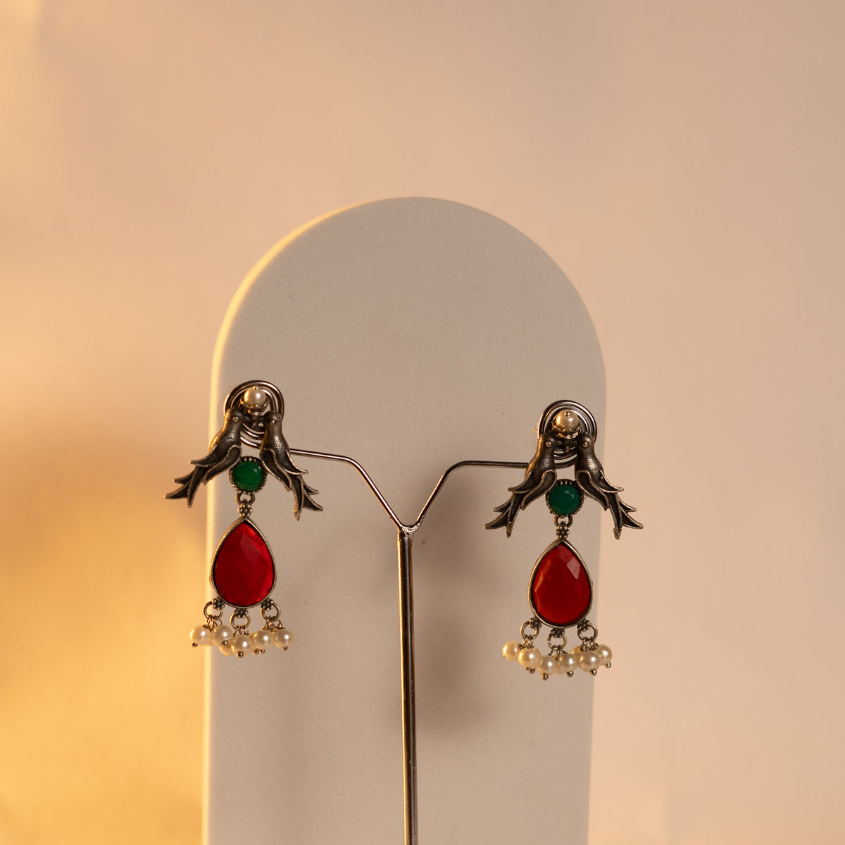 VINASHI FAUX SILVER BIJOUX PREMIUM AND EXCLUSIVE SEMI HANDMADE NECKLACE WITH EARRINGS NL215