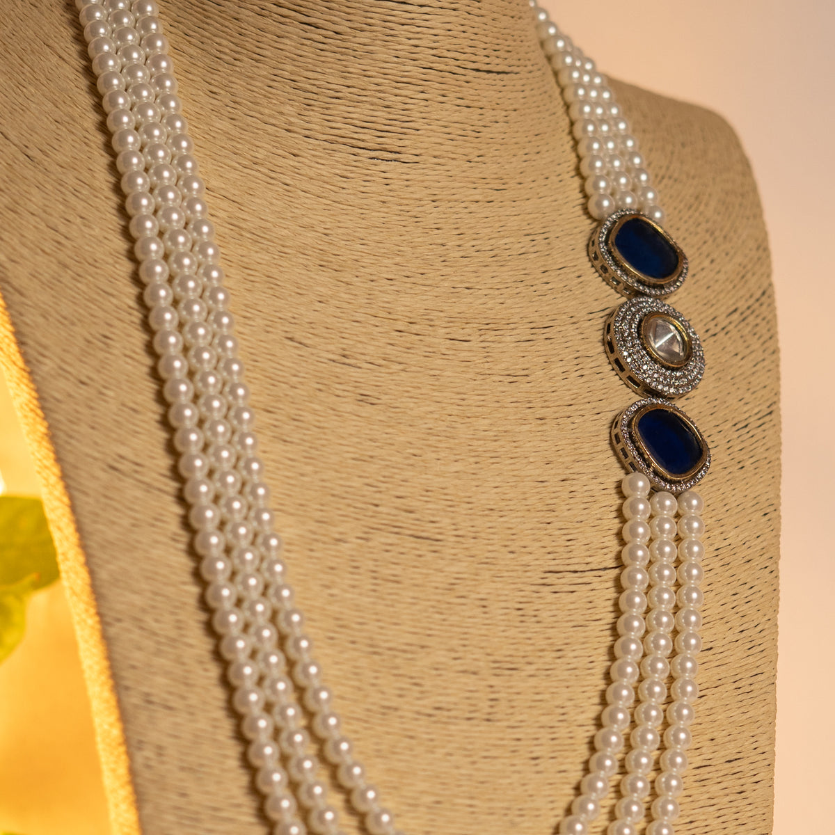 SIRENE PEARL MONALISA STONE AND AD STONE MALA WITH EARRINGS ML14