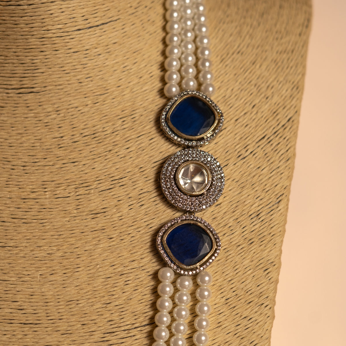 SIRENE PEARL MONALISA STONE AND AD STONE MALA WITH EARRINGS ML14