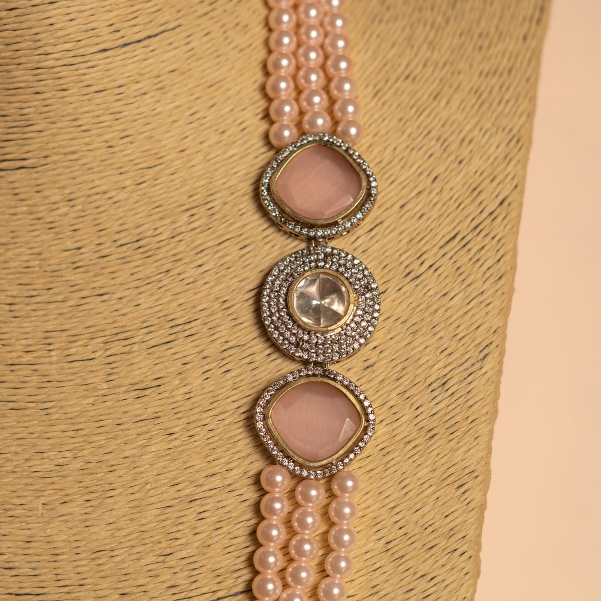 SIRENE PEARL MONALISA STONE AND AD STONE MALA WITH EARRINGS ML14