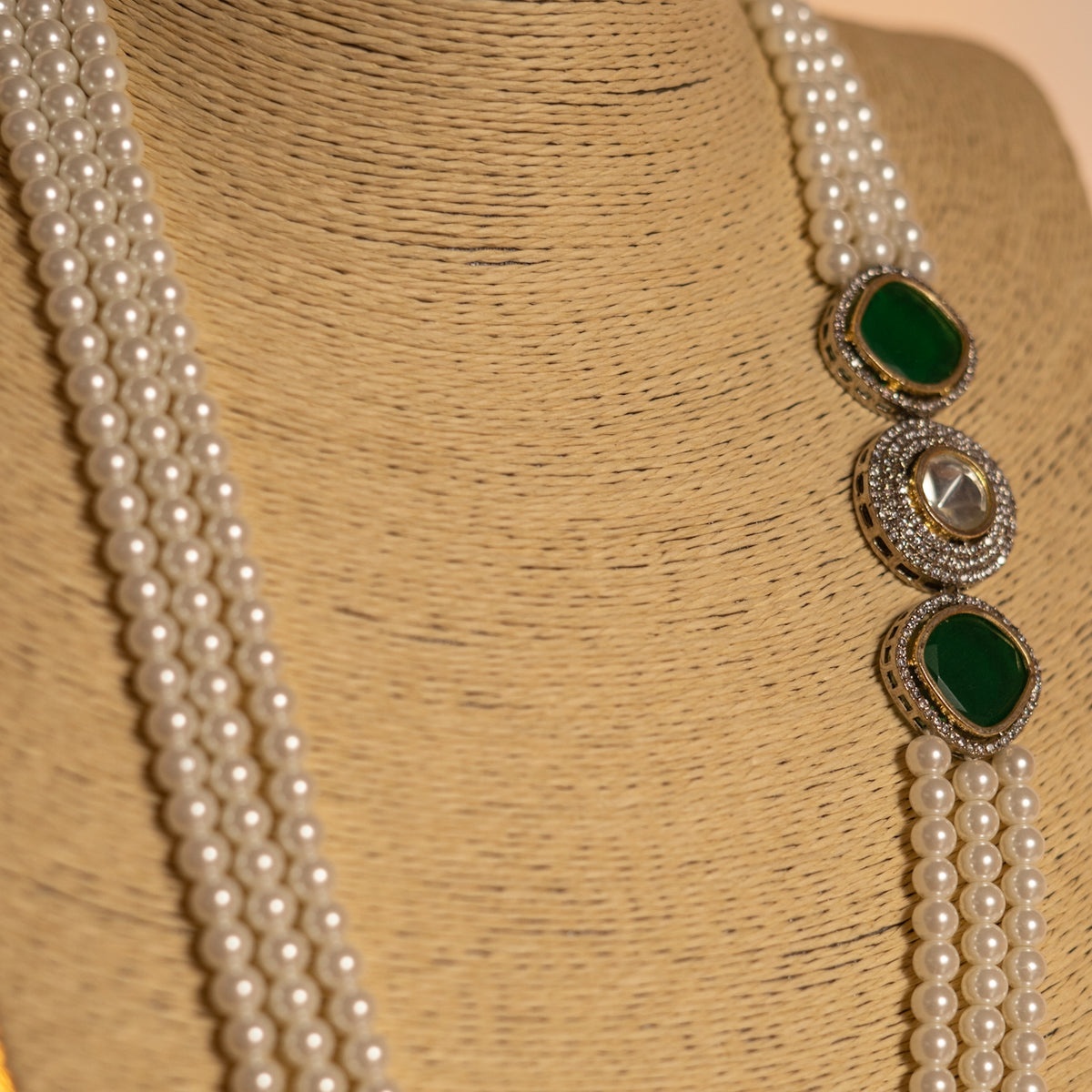 SIRENE PEARL MONALISA STONE AND AD STONE MALA WITH EARRINGS ML14