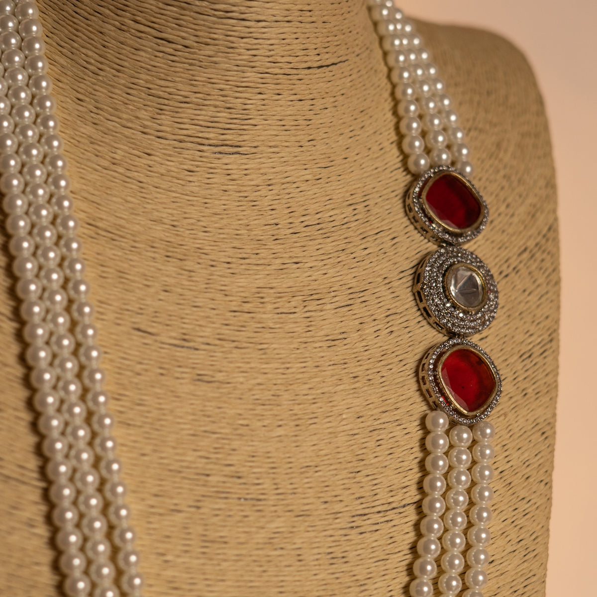 SIRENE PEARL MONALISA STONE AND AD STONE MALA WITH EARRINGS ML14