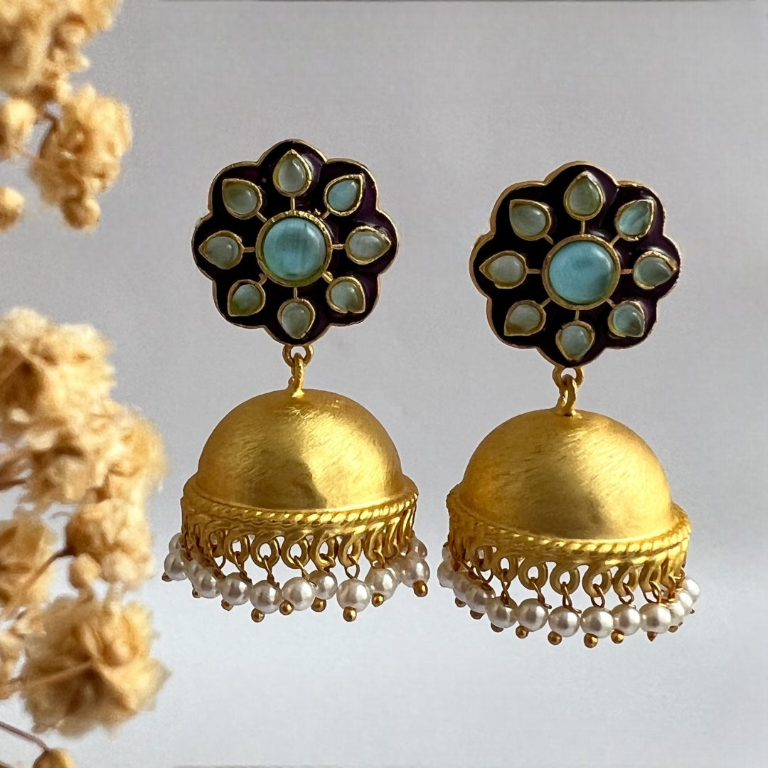 PENELOPE HANDMADE AND HANDPAINTED GOLDTONED JHUMKA ER108