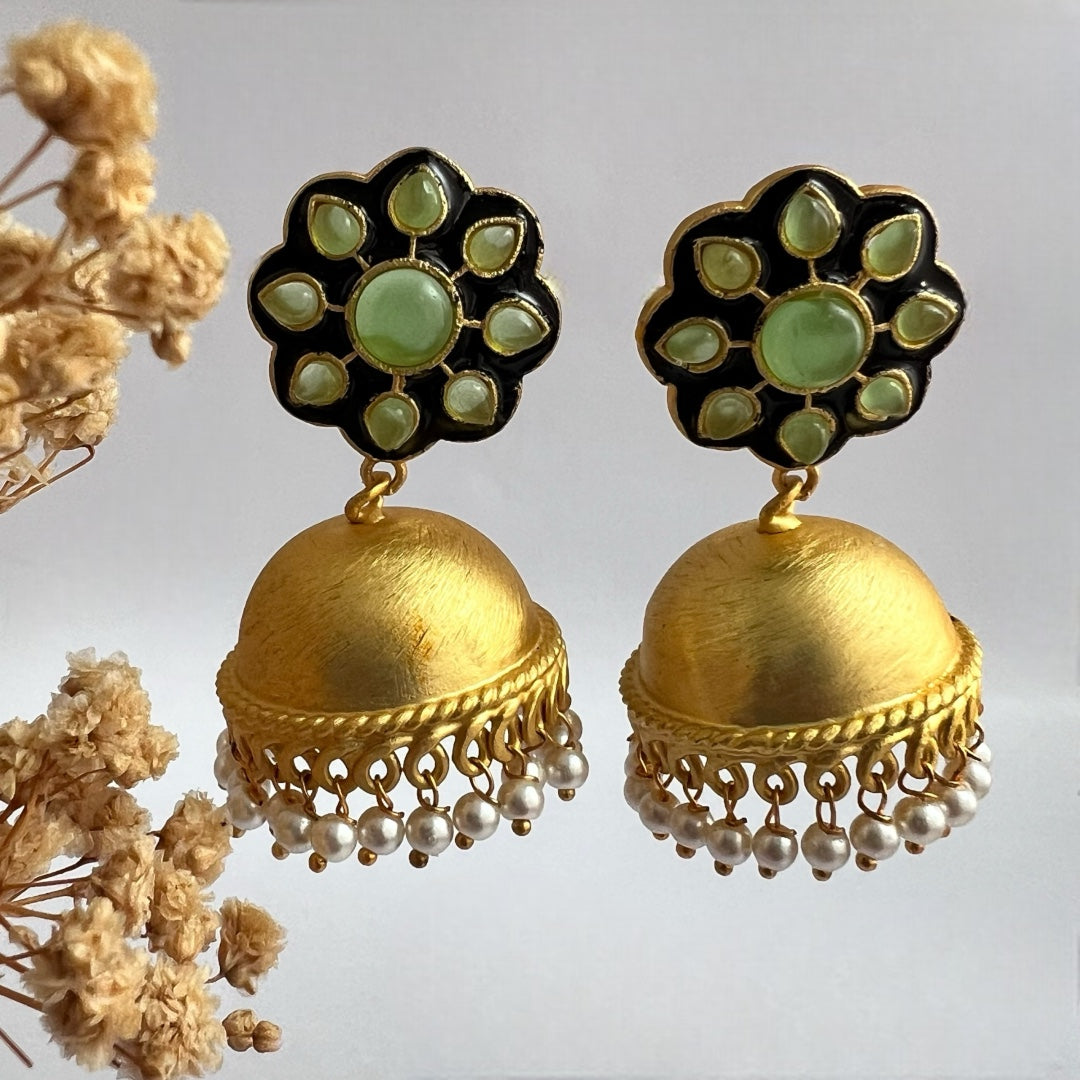 PENELOPE HANDMADE AND HANDPAINTED GOLDTONED JHUMKA ER108