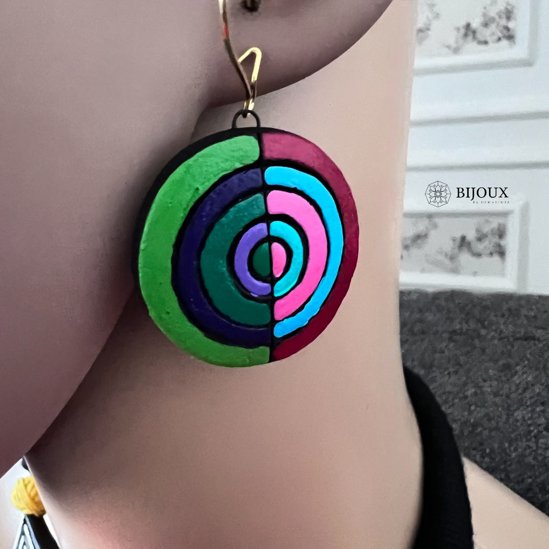 GEOMETRY CHIC FUSION TERRACOTTA NECKLACE WITH EARRING TR12