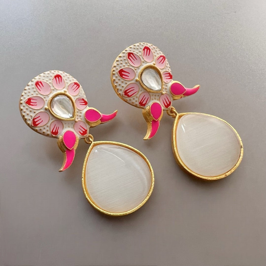 TAPTHI SEMI HANDMADE GOLDTONED  MONOLISA GOLD-TONED EARRING -ER124