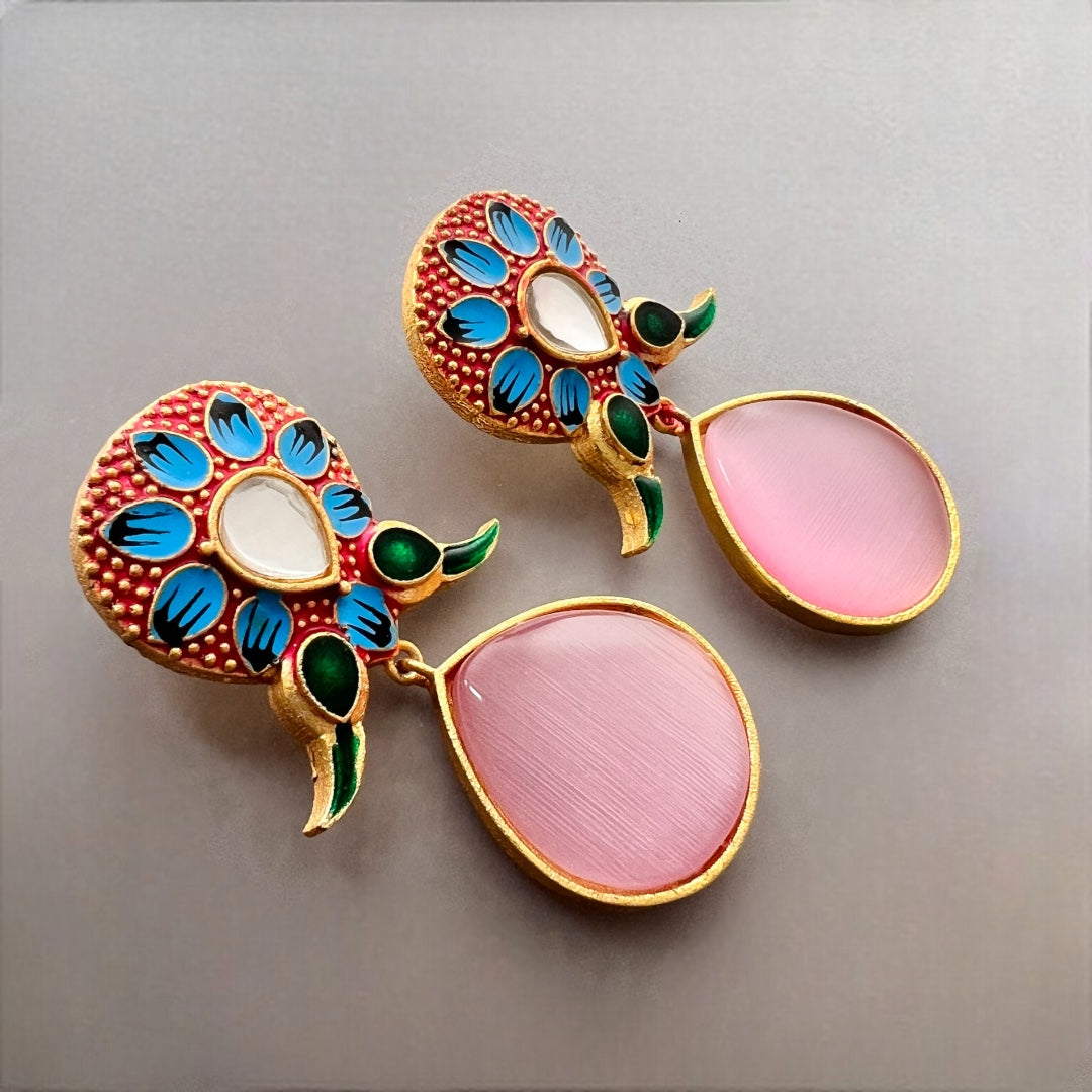 TAPTHI SEMI HANDMADE GOLDTONED  MONOLISA GOLD-TONED EARRING -ER124