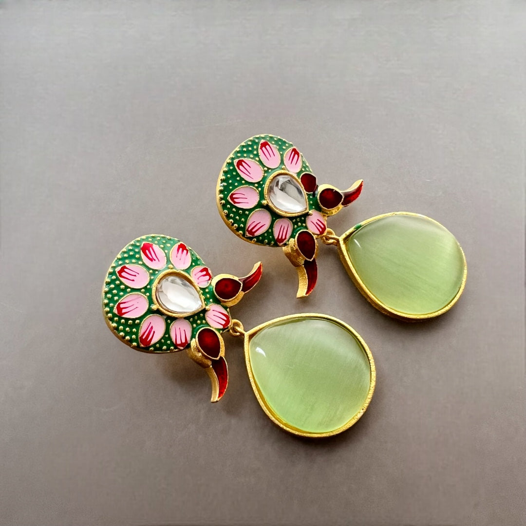 TAPTHI SEMI HANDMADE GOLDTONED  MONOLISA GOLD-TONED EARRING -ER124