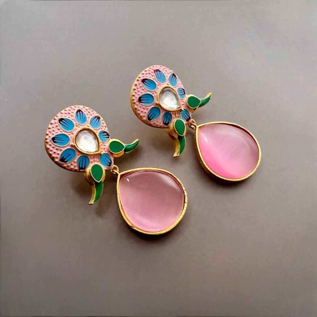 TAPTHI SEMI HANDMADE GOLDTONED  MONOLISA GOLD-TONED EARRING -ER124