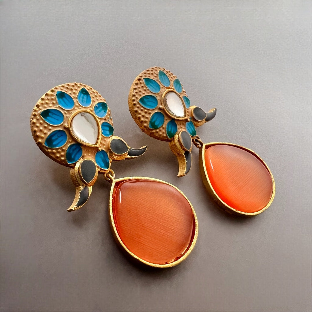 TAPTHI SEMI HANDMADE GOLDTONED  MONOLISA GOLD-TONED EARRING -ER124