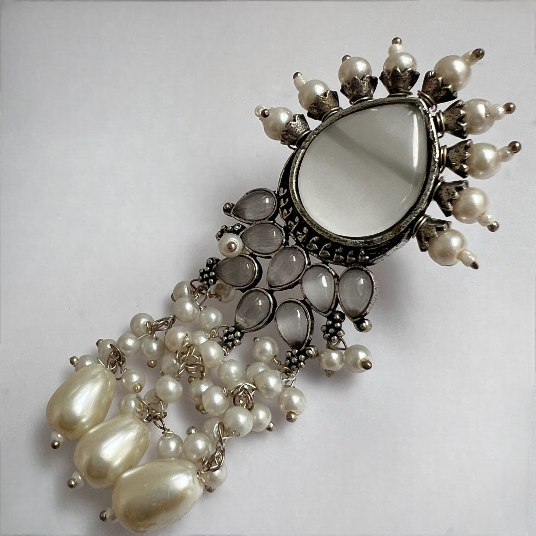 ELEANOR BEADED SEMI HANDMADE OXIDIZED EARRING ER134