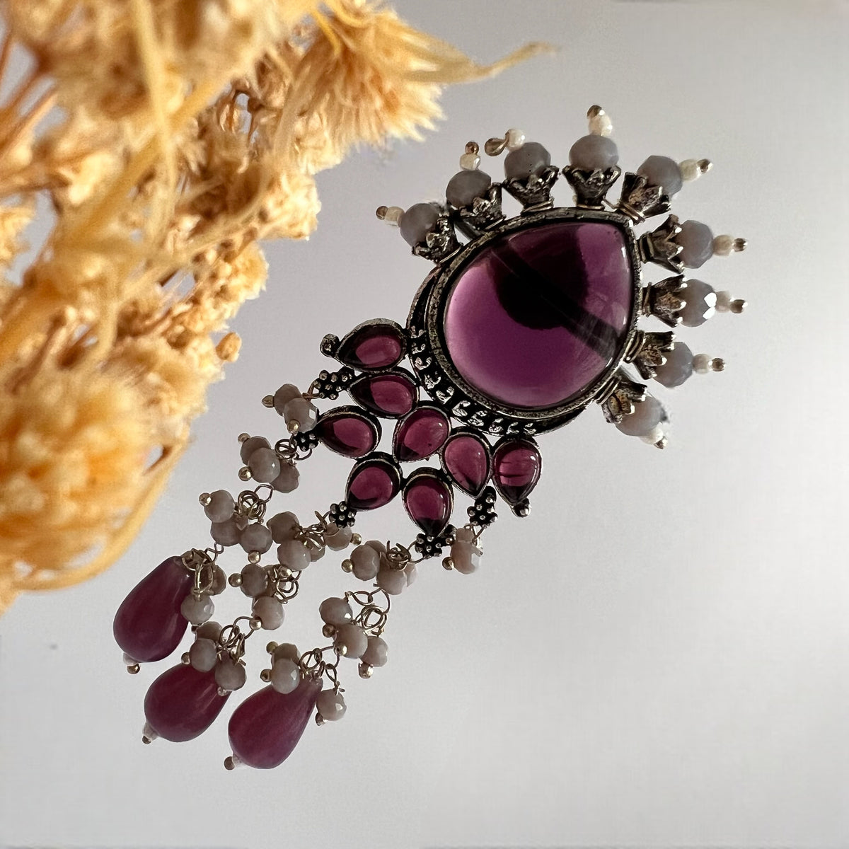 ELEANOR BEADED SEMI HANDMADE OXIDIZED EARRING ER134