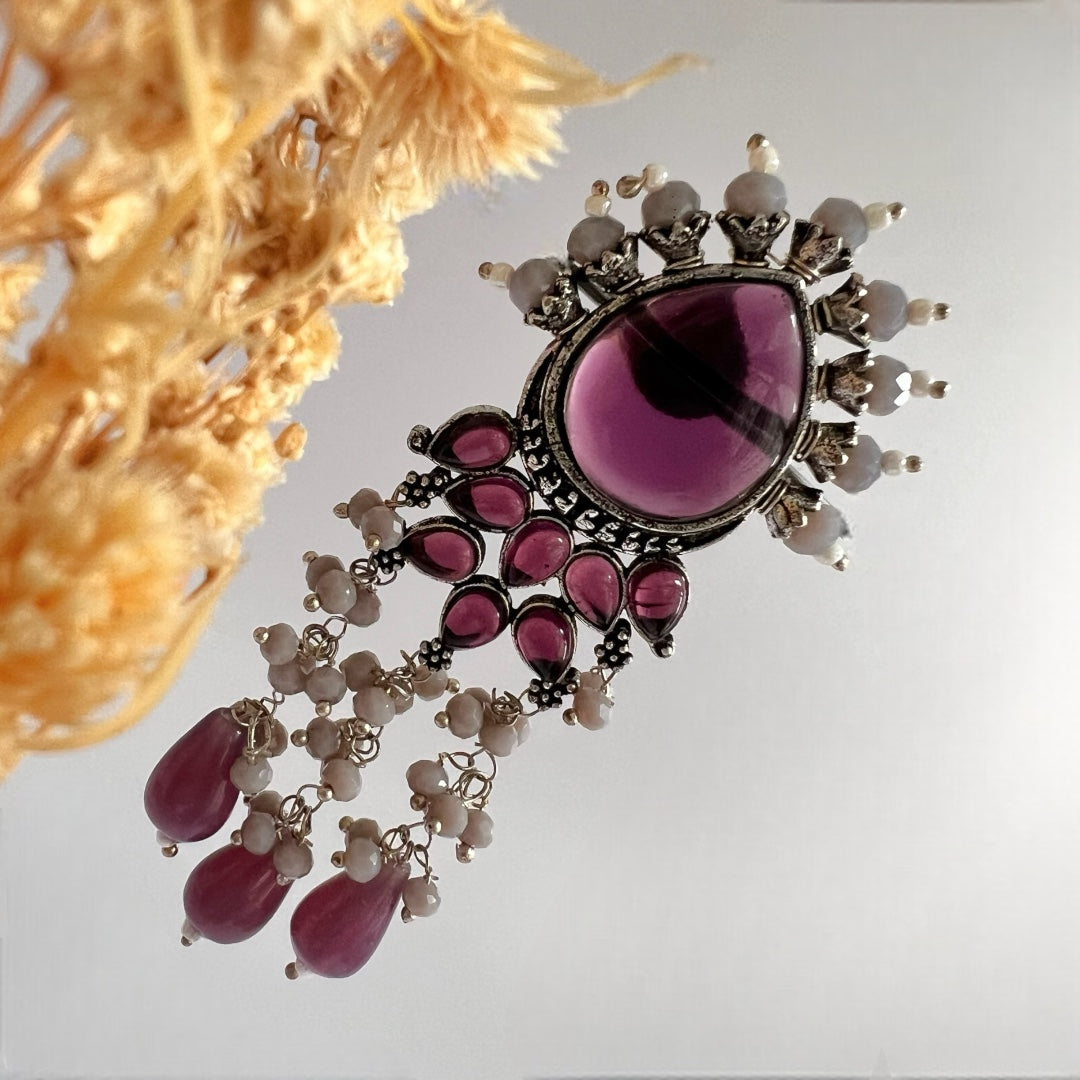 ELEANOR BEADED SEMI HANDMADE OXIDIZED EARRING ER134