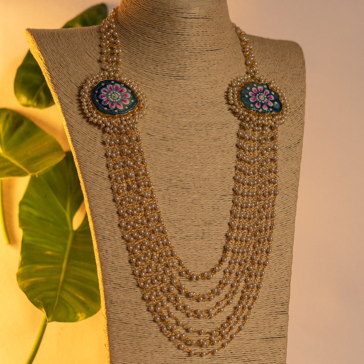 YAMUNA DRUZY CHARMS HANDMADE AND HAND PAINTED STATEMENT MALA ML47