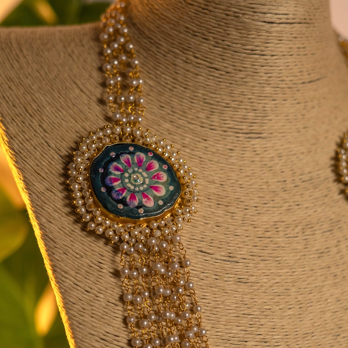 YAMUNA DRUZY CHARMS HANDMADE AND HAND PAINTED STATEMENT MALA ML47