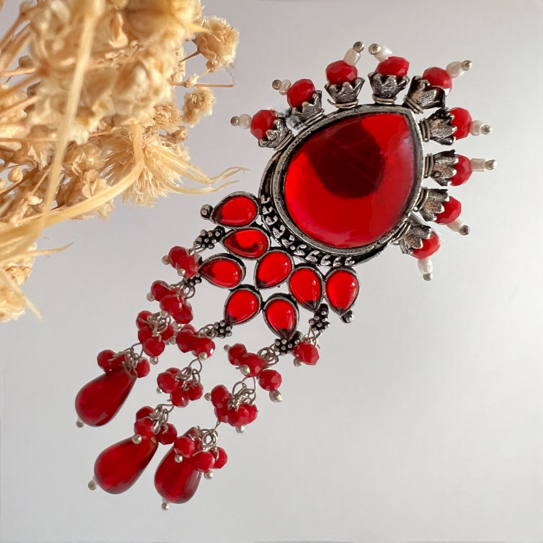 ELEANOR BEADED SEMI HANDMADE OXIDIZED EARRING ER134