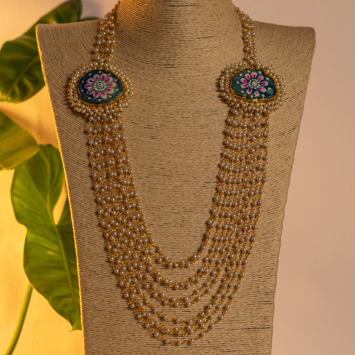 YAMUNA DRUZY CHARMS HANDMADE AND HAND PAINTED STATEMENT MALA ML47