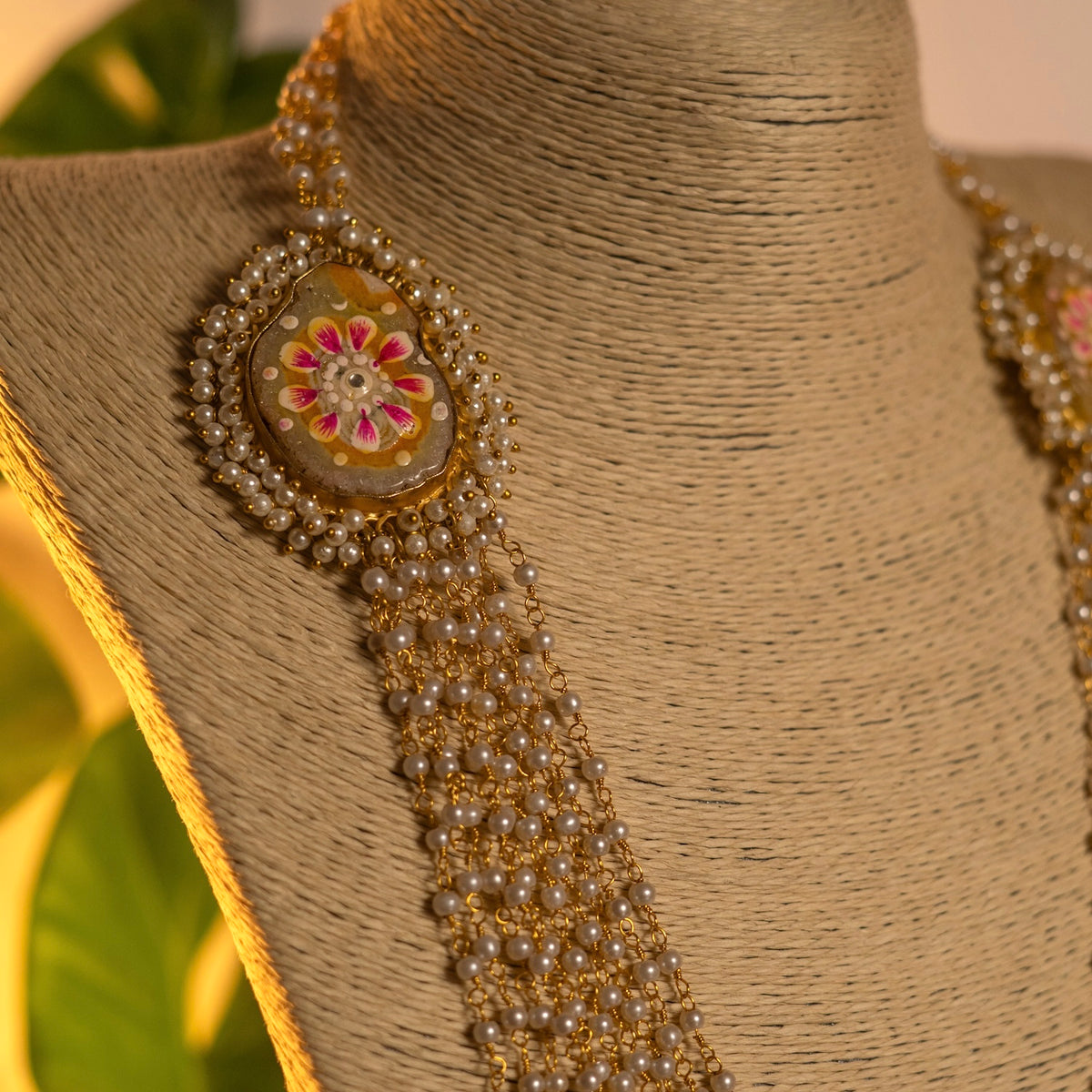 YAMUNA DRUZY CHARMS HANDMADE AND HAND PAINTED STATEMENT MALA ML47